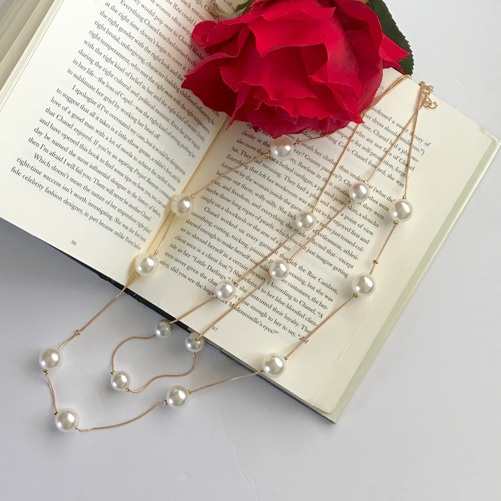SOLD OUT Classy Long Pearl Like Chain Necklace - Picture 8 of 8